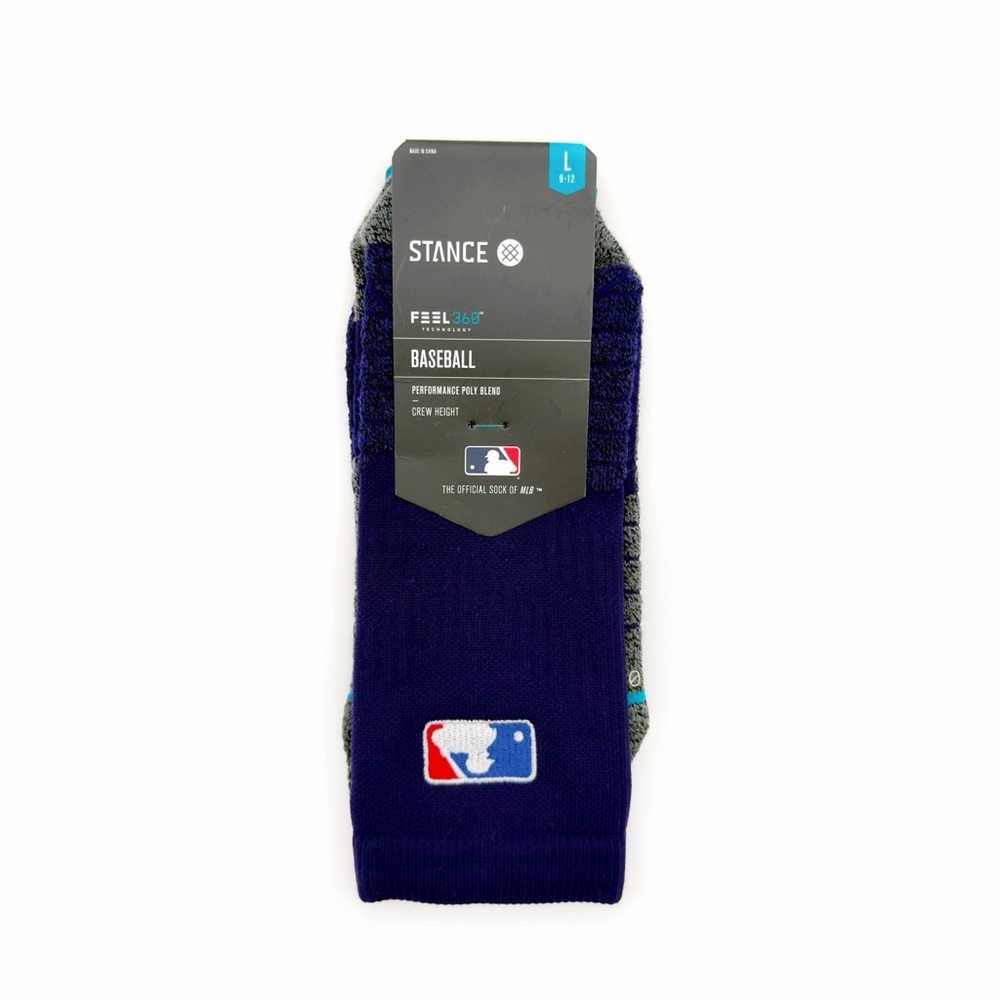 Stance Men's Athletic Crew Socks in Purple & Gray with MLB Logo